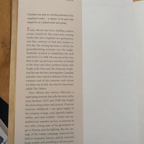 Farley Mowat “Otherwise”. Hardcover. A memoir - Picture 2 of 13